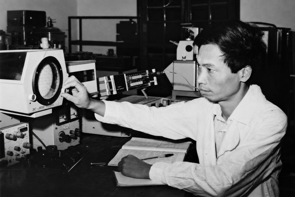 PGS.TSKH. Nguyễn Thế Khôi làm việc trong phòng thí nghiệm